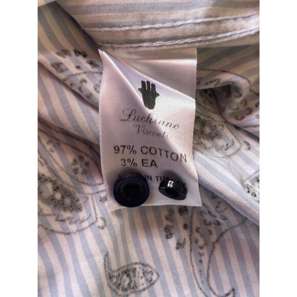 Visconti Black Shirt 2XLT Long Sleeve Button Down Light Blue Floral - Picture 10 of 10